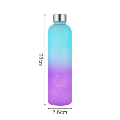 1L Water Bottle with Time Marker Leakproof Frosted Sports Bottle for Gym Fitness Outdoor and Travel 33.81 fl oz