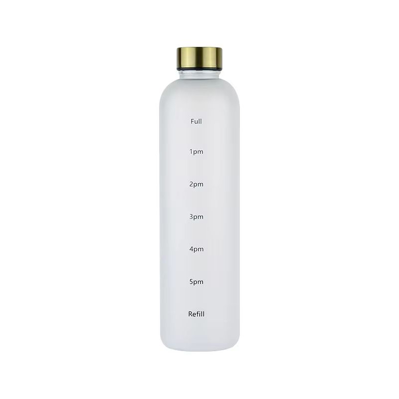 1L Water Bottle with Time Marker Leakproof Frosted Sports Bottle for Gym Fitness Outdoor and Travel 33.81 fl oz