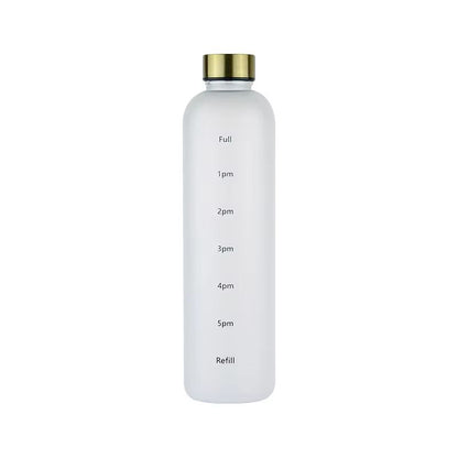 1L Water Bottle with Time Marker Leakproof Frosted Sports Bottle for Gym Fitness Outdoor and Travel 33.81 fl oz