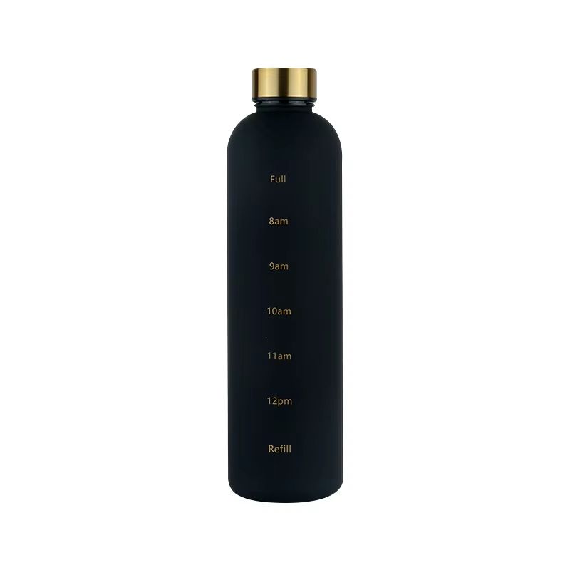1L Water Bottle with Time Marker Leakproof Frosted Sports Bottle for Gym Fitness Outdoor and Travel 33.81 fl oz