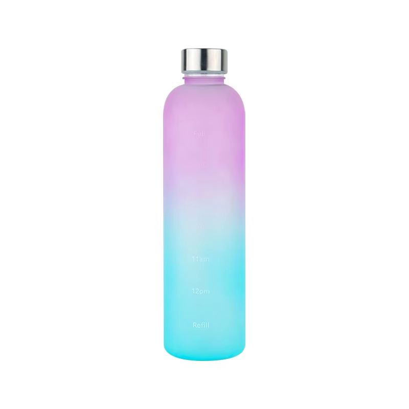 1L Water Bottle with Time Marker Leakproof Frosted Sports Bottle for Gym Fitness Outdoor and Travel 33.81 fl oz