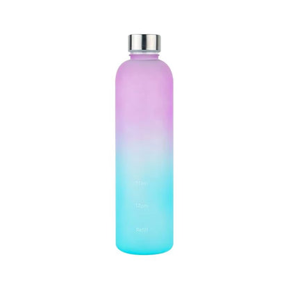 1L Water Bottle with Time Marker Leakproof Frosted Sports Bottle for Gym Fitness Outdoor and Travel 33.81 fl oz