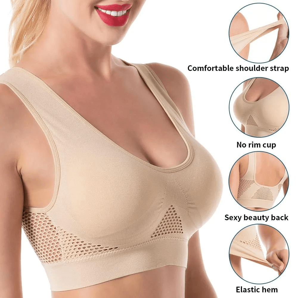 Women Seamless Sports Bra Top with Removable Padding Breathable Fitness Bra