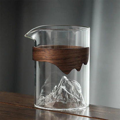 Anti Scalding Wooden Handle Glass Fair Cup Tea Pitcher