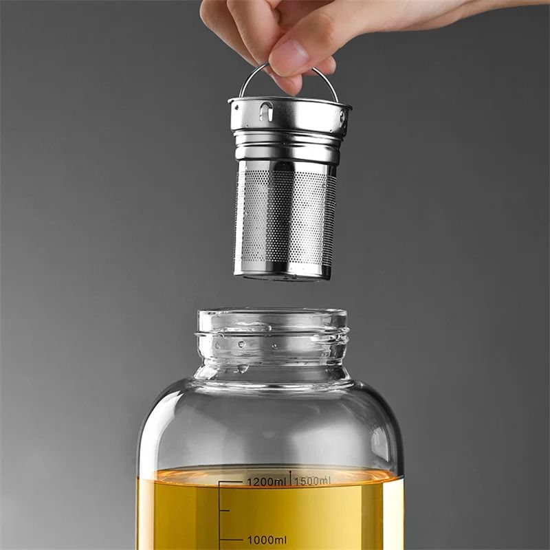 Large Glass Water Bottle with Tea Infuser and Strainer