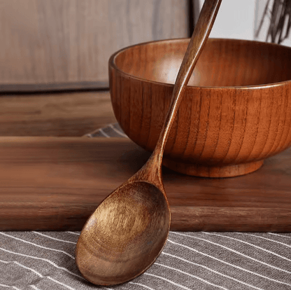 Wooden Soup Spoon Eco Friendly Natural Ellipse Ladle for Cooking and Dining