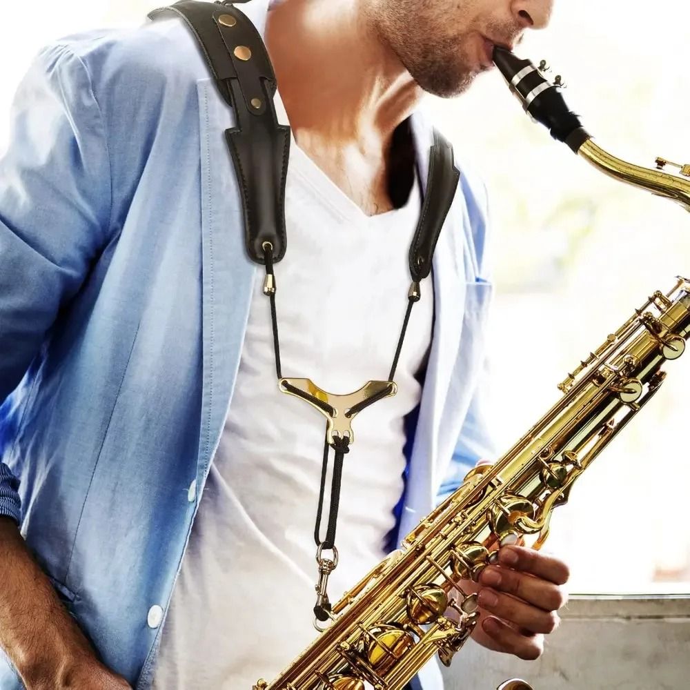 Professional Ergonomic Leather Saxophone Neck Strap