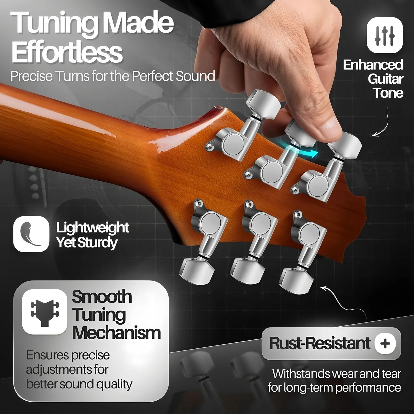 Professional Precision Guitar Tuning Pegs Set