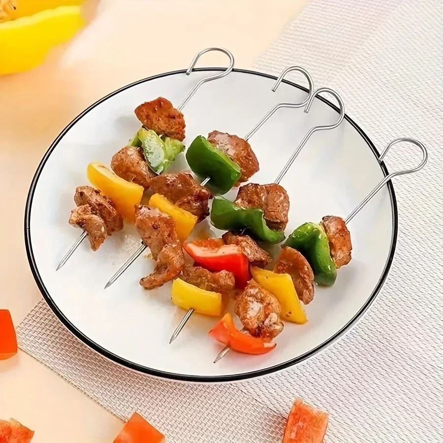 Air Fryer Grill Rack with Skewers Stainless Steel Square Cooking Accessory Set