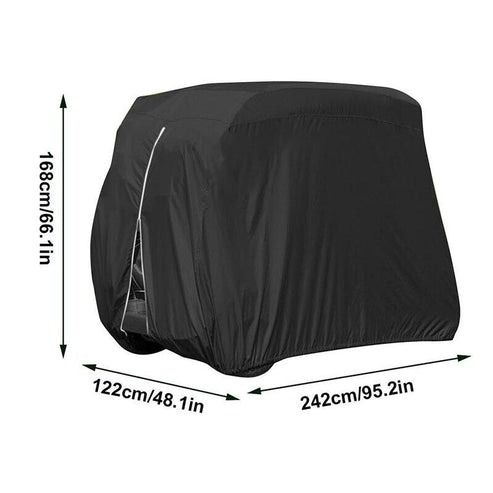 Passenger Waterproof Golf Cart Cover Zipper Design, Fits EZ GO Club Car , Secure Elastic