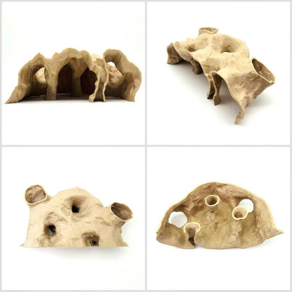 Aquarium Gravel Tunnel Cave Ornament, Natural Curved Hideout Decor for Fish Tank Habitat, Betta Shrimp & Fry Shelter