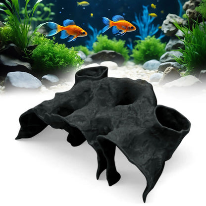 Aquarium Gravel Tunnel Cave Ornament, Natural Curved Hideout Decor for Fish Tank Habitat, Betta Shrimp & Fry Shelter