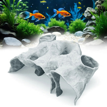 Aquarium Gravel Tunnel Cave Ornament, Natural Curved Hideout Decor for Fish Tank Habitat, Betta Shrimp & Fry Shelter