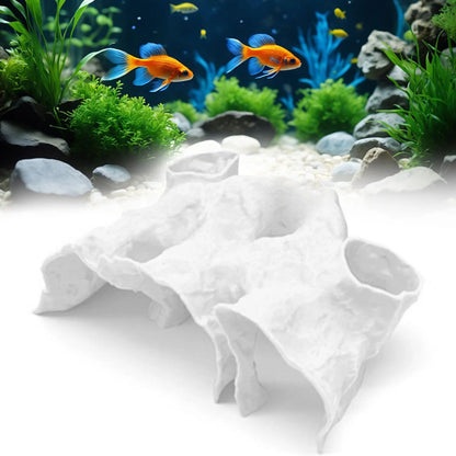 Aquarium Gravel Tunnel Cave Ornament, Natural Curved Hideout Decor for Fish Tank Habitat, Betta Shrimp & Fry Shelter