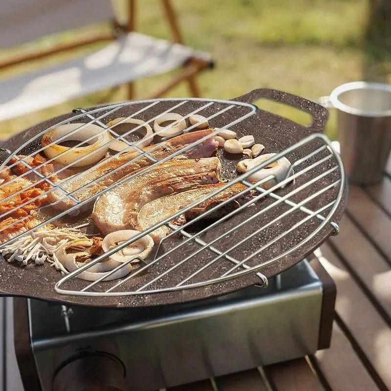 Stainless Steel Outdoor Barbecue Net & Steam Rack – Multifunctional Anti-Scorching Grill Grate