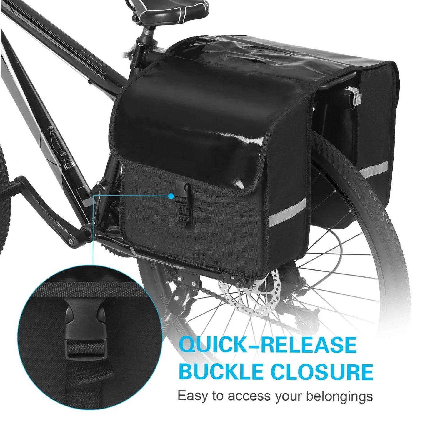 28L Water Resistant Bicycle Rear Seat Trunk Bag – Large Capacity Bike Pannier for Commuting