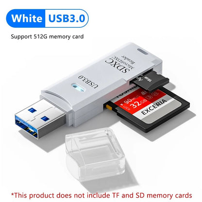 Professional High Speed USB 3.0 2-In-1 Memory Card Reader and Dual Slot Flash Drive Adapter