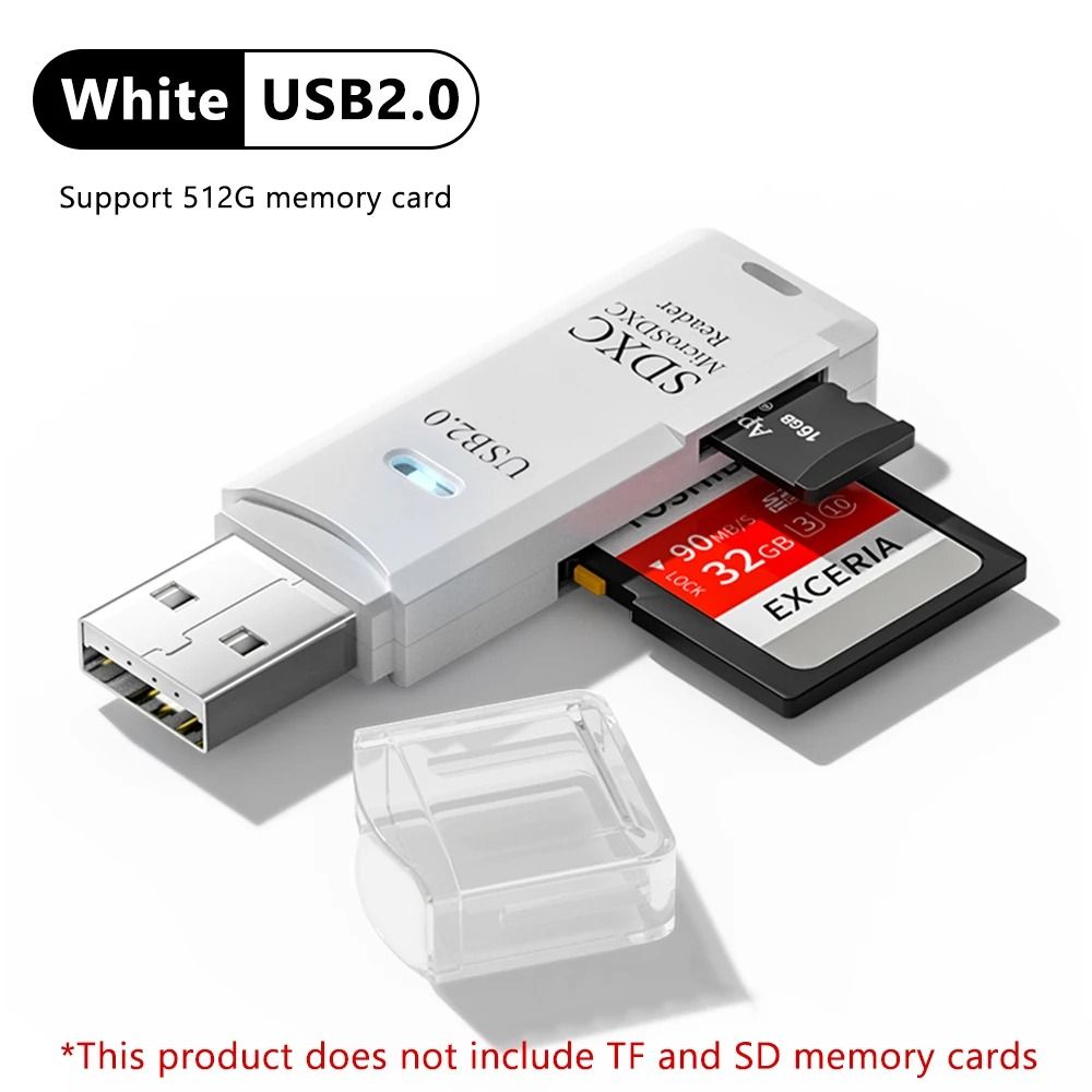 Professional High Speed USB 3.0 2-In-1 Memory Card Reader and Dual Slot Flash Drive Adapter