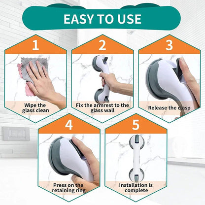 UltraGrip Dual-Lock Suction Shower Grab Bar - Portable Bathroom Safety Handle