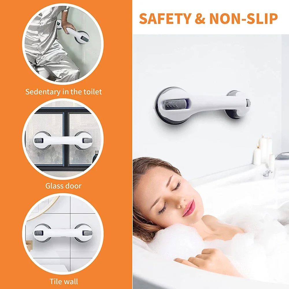 UltraGrip Dual-Lock Suction Shower Grab Bar - Portable Bathroom Safety Handle