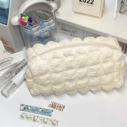 Cute Cream Puff Kawaii Pencil Case Zipper Pen Bag School Stationery Pouch