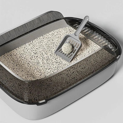 Semi Enclosed Cat Litter Box Splashproof Kitty Toilet with Cleaning Basin