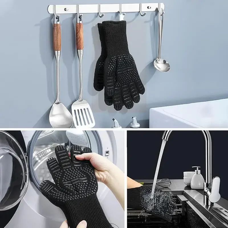 1472°F Heat Resistant Gloves for Grilling and Baking, Non-Slip Silicone BBQ Gloves