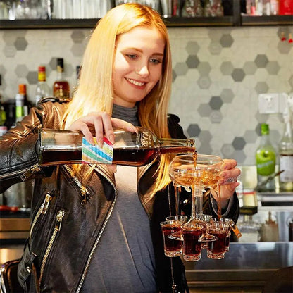 6-Shot Glass Dispenser with Holder – Multi Shot Pourer for Parties & Cocktails