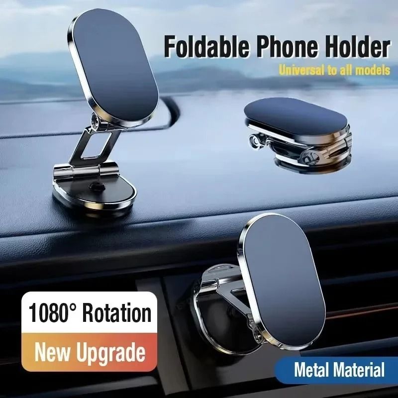 High Stability 1080 Degree Rotatable Magnetic Car Phone Holder and Foldable GPS Support Bracket