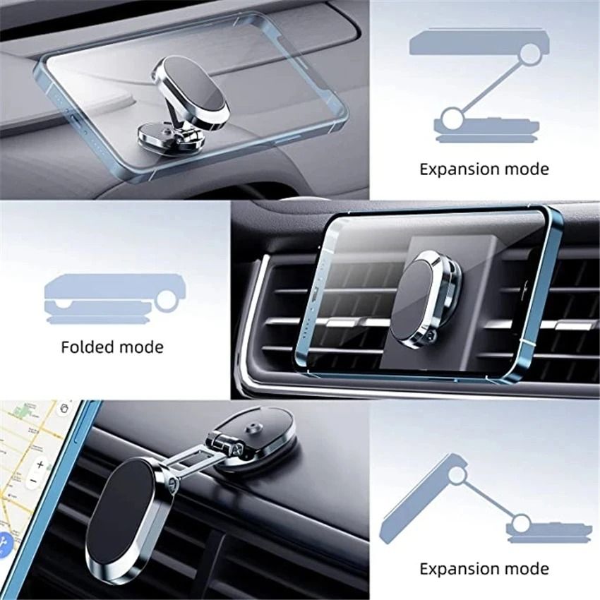 High Stability 1080 Degree Rotatable Magnetic Car Phone Holder and Foldable GPS Support Bracket