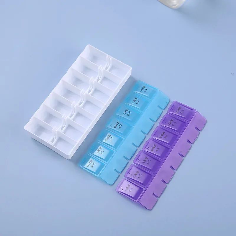 Portable 7 day pill organizer Travel Case with 14 Compartments AM PM Weekly Pill Box