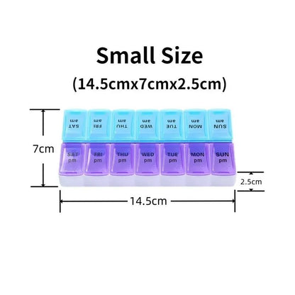 Portable 7 day pill organizer Travel Case with 14 Compartments AM PM Weekly Pill Box