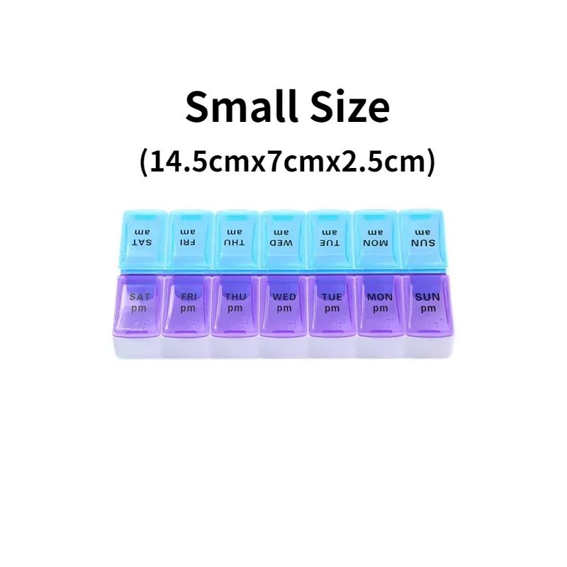 Portable 7 day pill organizer Travel Case with 14 Compartments AM PM Weekly Pill Box