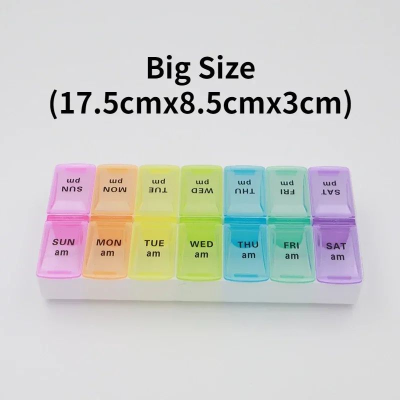 Portable 7 day pill organizer Travel Case with 14 Compartments AM PM Weekly Pill Box