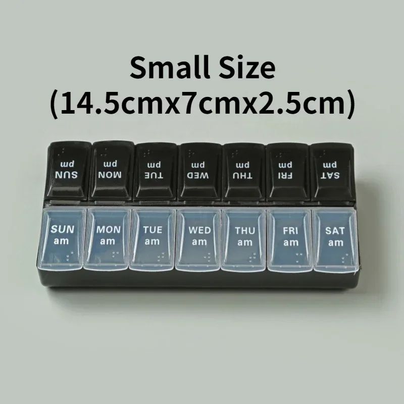 Portable 7 day pill organizer Travel Case with 14 Compartments AM PM Weekly Pill Box