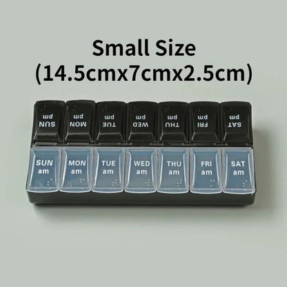 Portable 7 day pill organizer Travel Case with 14 Compartments AM PM Weekly Pill Box