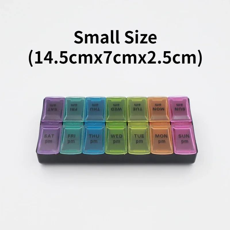 Portable 7 day pill organizer Travel Case with 14 Compartments AM PM Weekly Pill Box