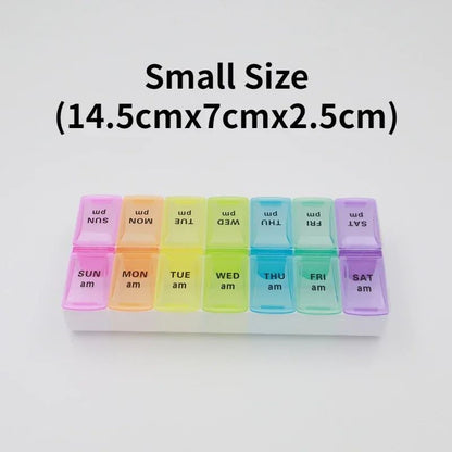 Portable 7 day pill organizer Travel Case with 14 Compartments AM PM Weekly Pill Box