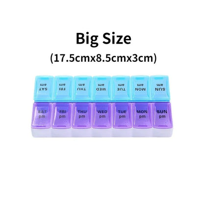 Portable 7 day pill organizer Travel Case with 14 Compartments AM PM Weekly Pill Box