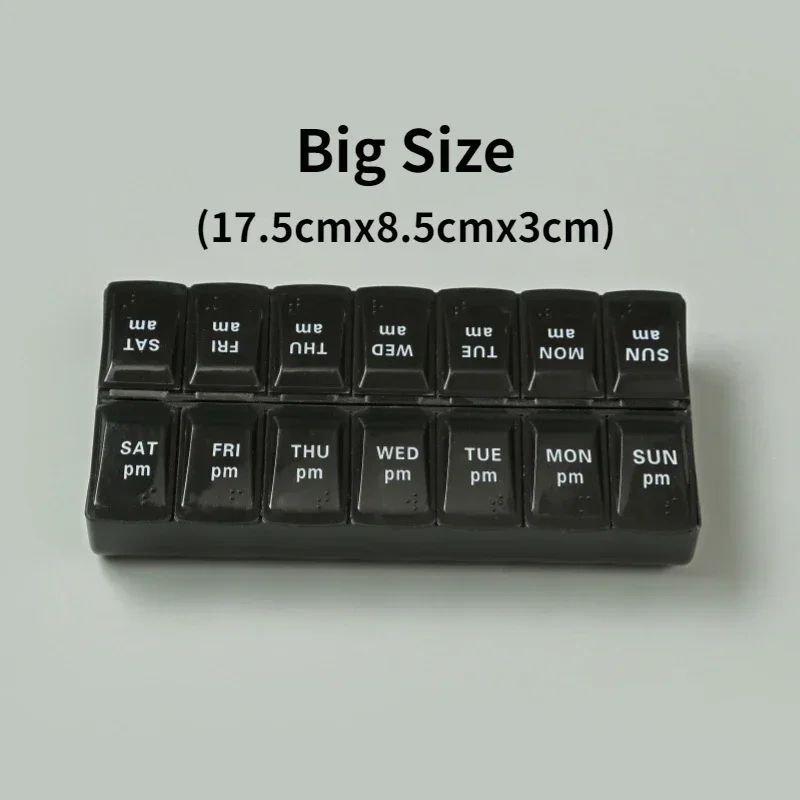 Portable 7 day pill organizer Travel Case with 14 Compartments AM PM Weekly Pill Box
