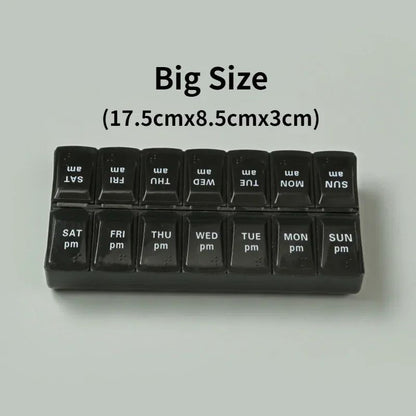 Portable 7 day pill organizer Travel Case with 14 Compartments AM PM Weekly Pill Box