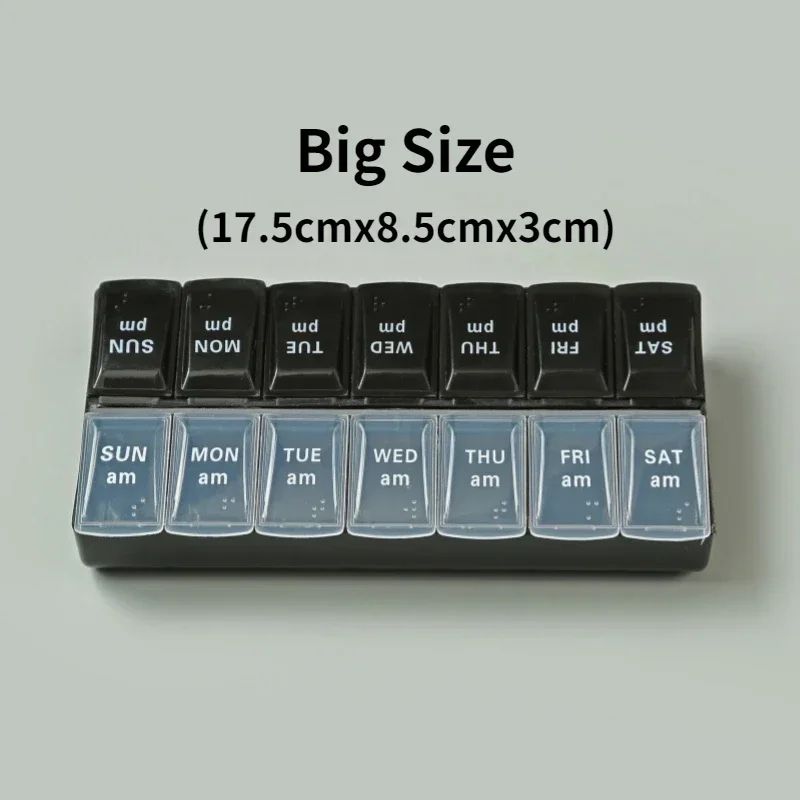 Portable 7 day pill organizer Travel Case with 14 Compartments AM PM Weekly Pill Box