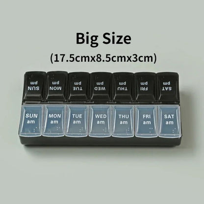 Portable 7 day pill organizer Travel Case with 14 Compartments AM PM Weekly Pill Box