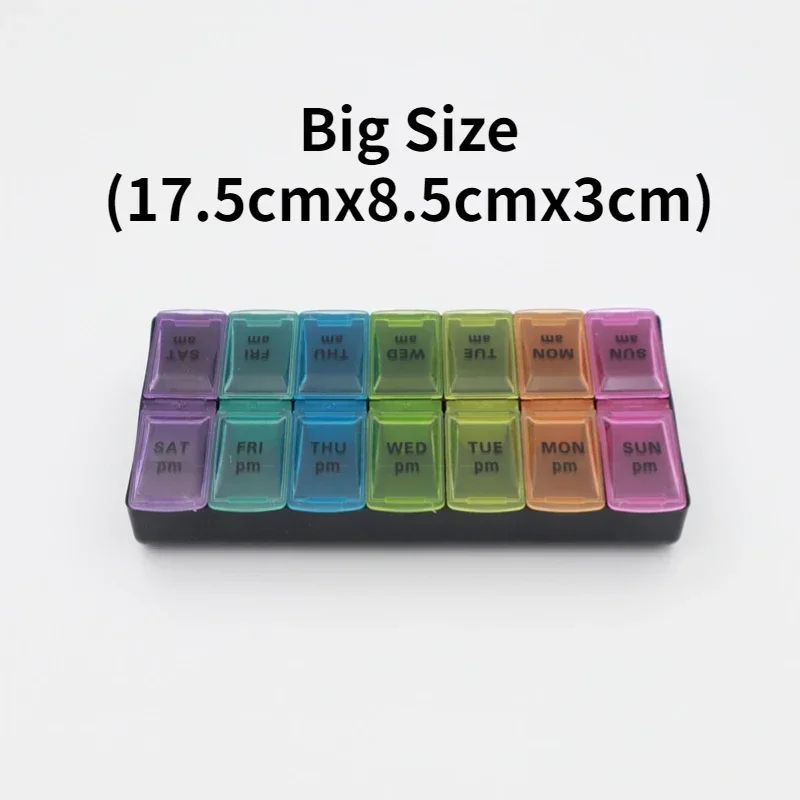 Portable 7 day pill organizer Travel Case with 14 Compartments AM PM Weekly Pill Box