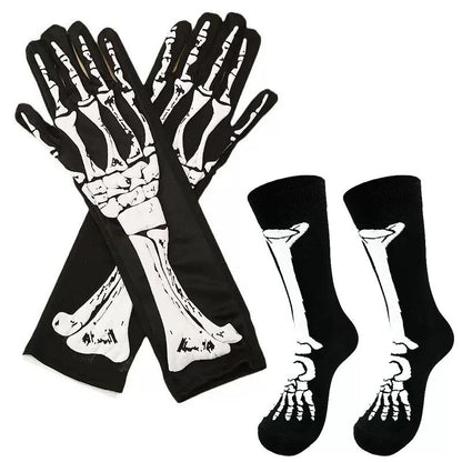 Long Skeleton Gloves for Halloween Costumes – Skeleton Hand Gloves for Cosplay Parties