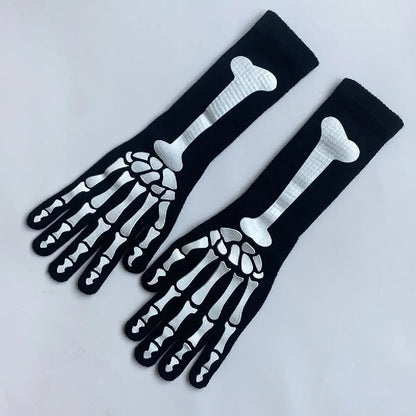 Long Skeleton Gloves for Halloween Costumes – Skeleton Hand Gloves for Cosplay Parties