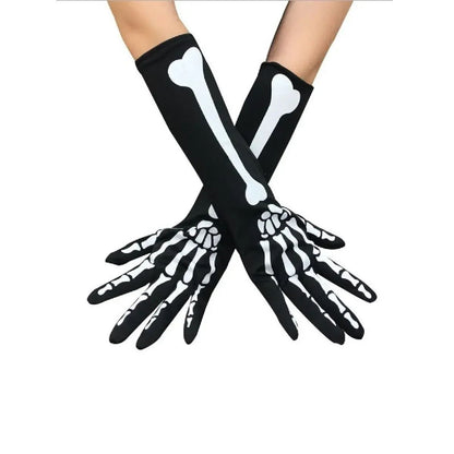 Long Skeleton Gloves for Halloween Costumes – Skeleton Hand Gloves for Cosplay Parties