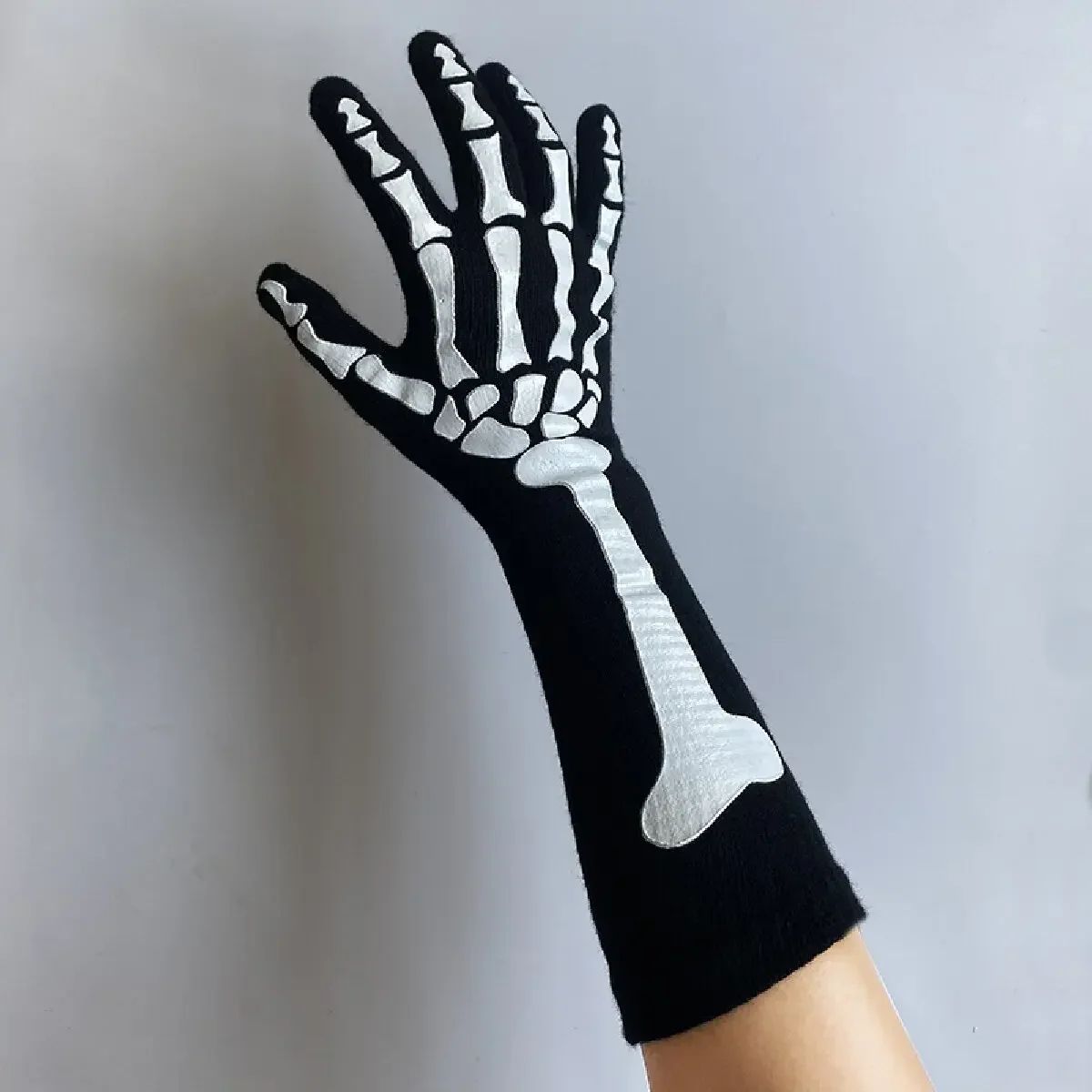Long Skeleton Gloves for Halloween Costumes – Skeleton Hand Gloves for Cosplay Parties