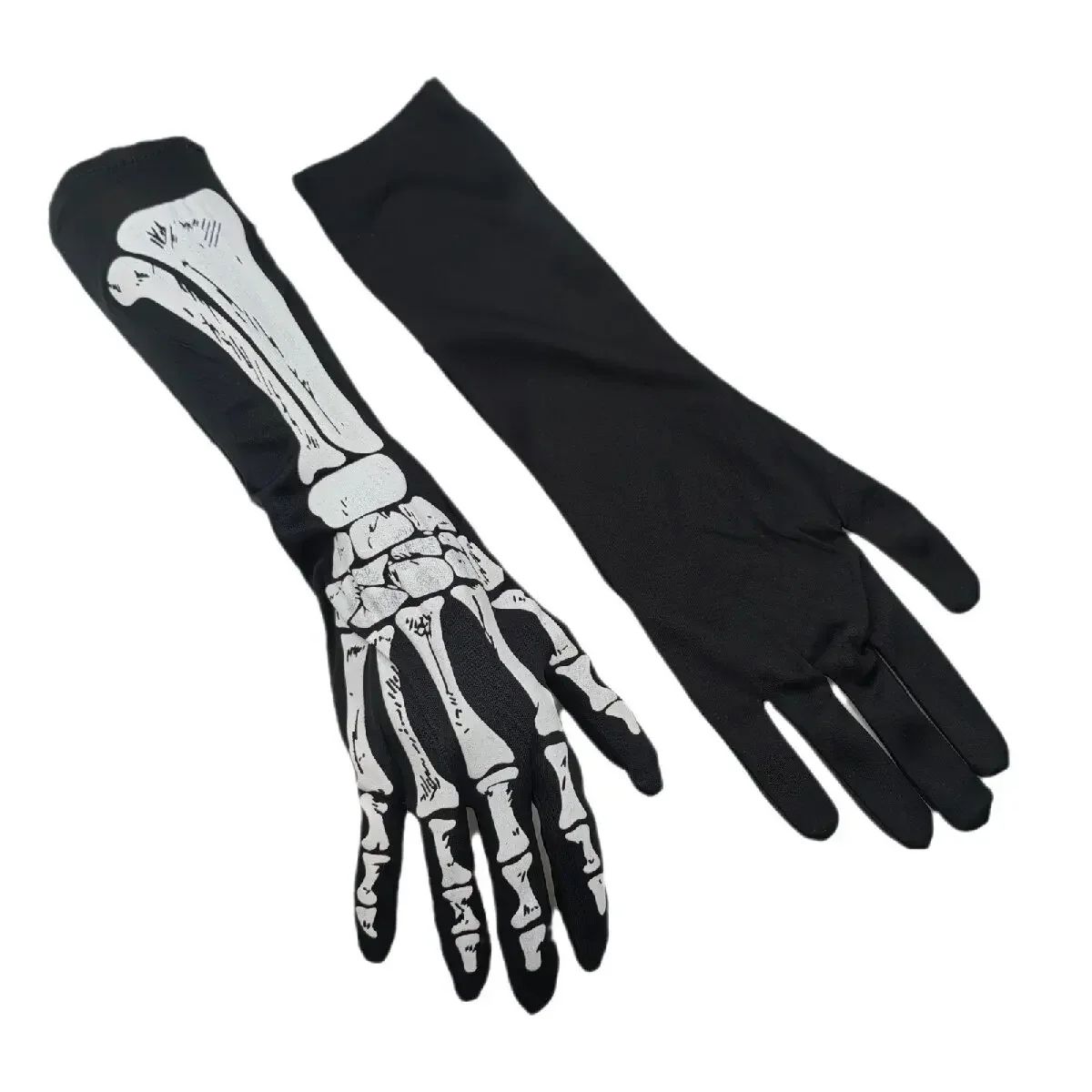 Long Skeleton Gloves for Halloween Costumes – Skeleton Hand Gloves for Cosplay Parties
