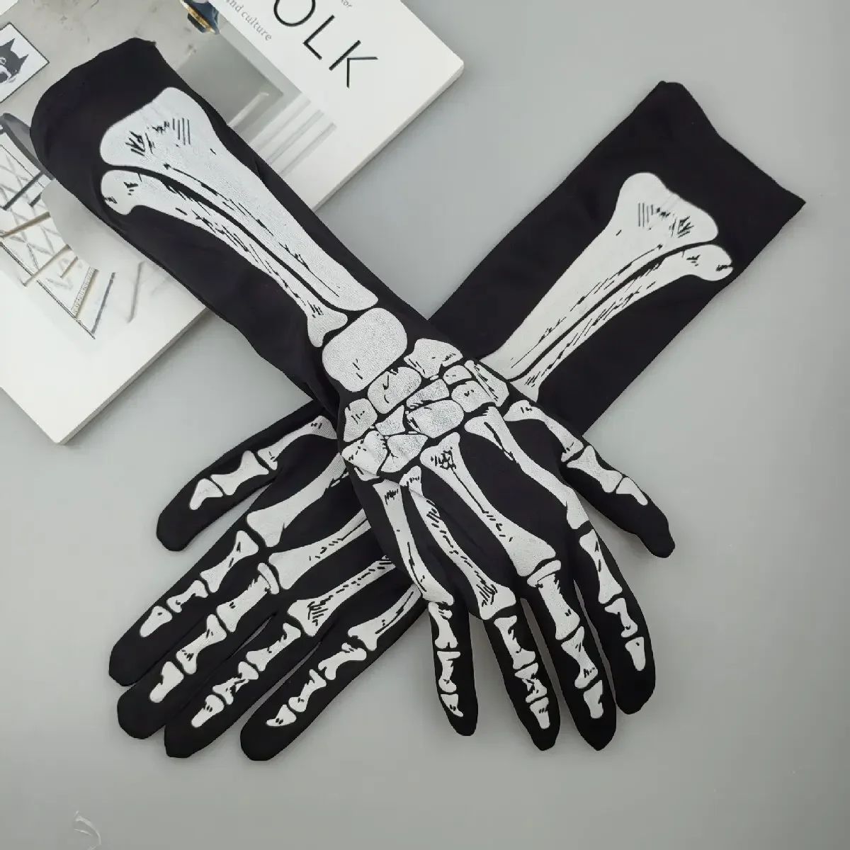 Long Skeleton Gloves for Halloween Costumes – Skeleton Hand Gloves for Cosplay Parties